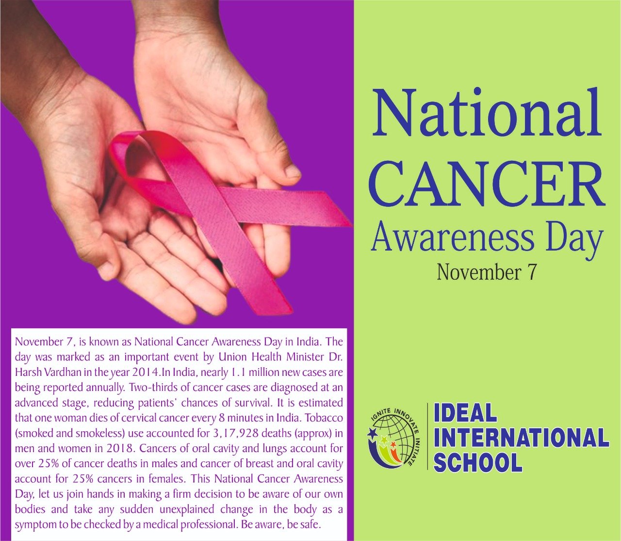 National Cancer Awareness Day Ideal International Indore
